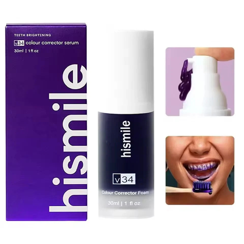 ✨ HiSmile V34 Purple Teeth Whitening Serum – Instant Stain Removal & Brighter Smile 💜😊