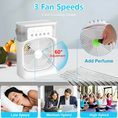 Portable Air Conditioner Fan Fine Mist Water Humidifier Function 4 in 1